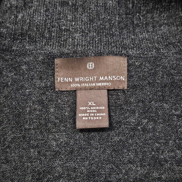 Fenn Wright Manson Italian Merino Wool Cardigan Grey Sweater XL Shawl Collar - Picture 8 of 11